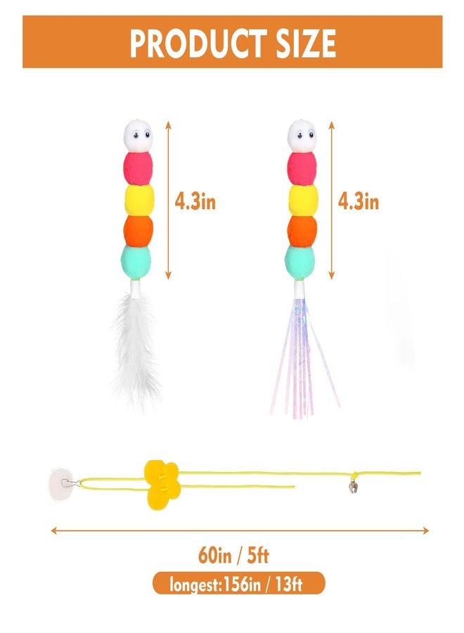 Aeenioy Cat Toys, Hanging Spring Toys for Cats, Interactive Cat Playing Toy with Feathers and Crinkle Paper, Kitten Toys for Indoor Play, 2-Pack - Image 2